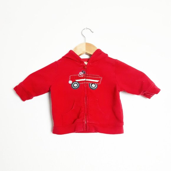 Infant Outfit Bundle Red Truck Full Zip Hoodie w Denim Look Sweatpants - Picture 3 of 12